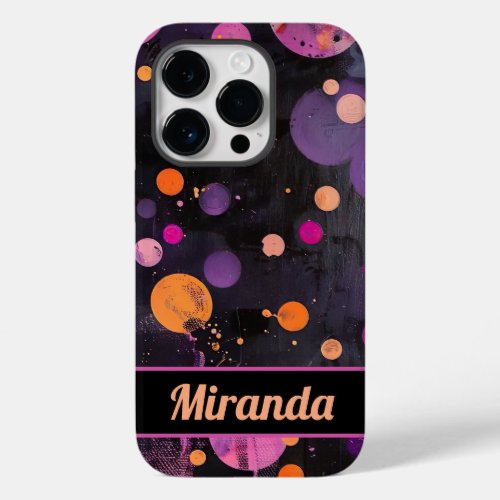 colorful dots Acryl Painting Style with name Case_Mate iPhone 14 Pro Case