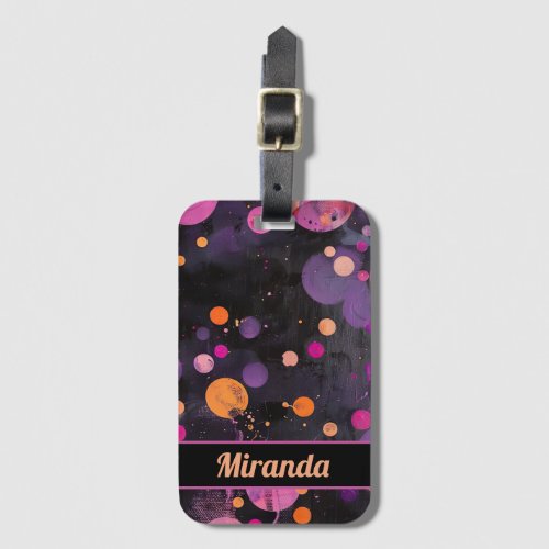 colorful dots Acryl Painting Style with name Luggage Tag