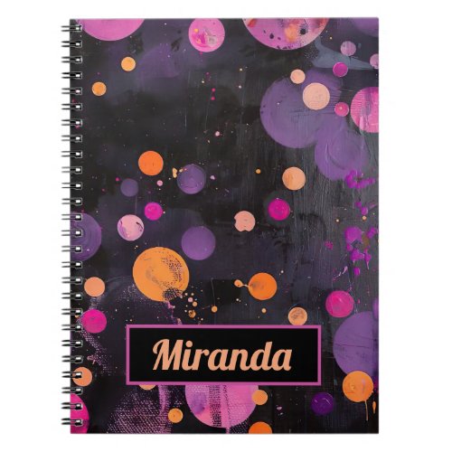 colorful dots Acryl Painting Style with name Notebook