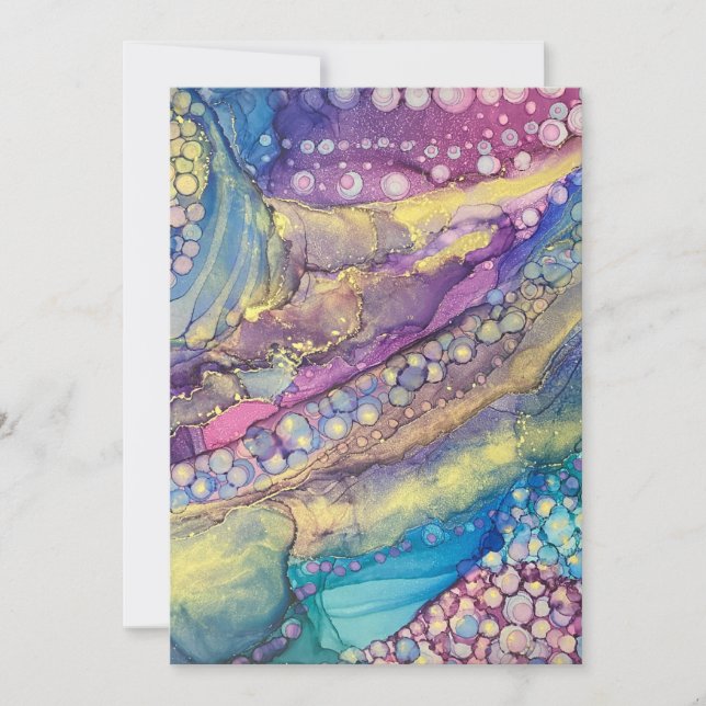 Colorful Dots Alcohol Ink Abstract Art Blank Card (Front)