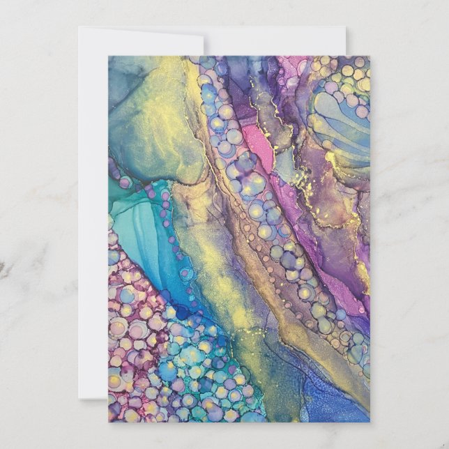 Colorful Dots Alcohol Ink Abstract Art Blank Card (Front)