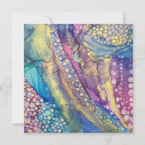 Colorful Dots Alcohol Ink Abstract Art Blank Card