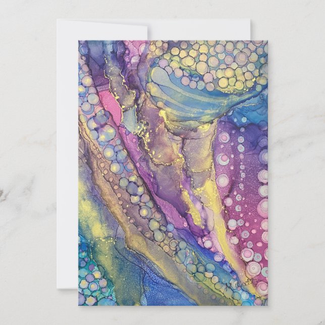 Colorful Dots Alcohol Ink Abstract Art Blank Card (Front)