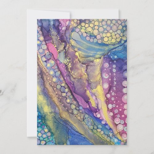 Colorful Dots Alcohol Ink Abstract Art Blank Card