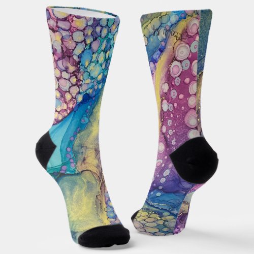 Colorful Dots Alcohol Ink Abstract Art Crazy Socks