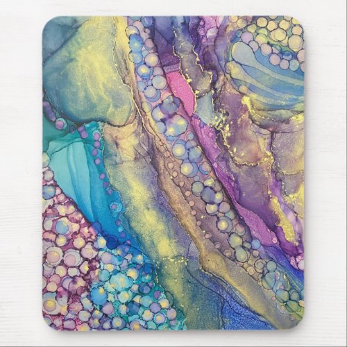 Colorful Dots Alcohol Ink Liquid Abstract Art 1 Mouse Pad
