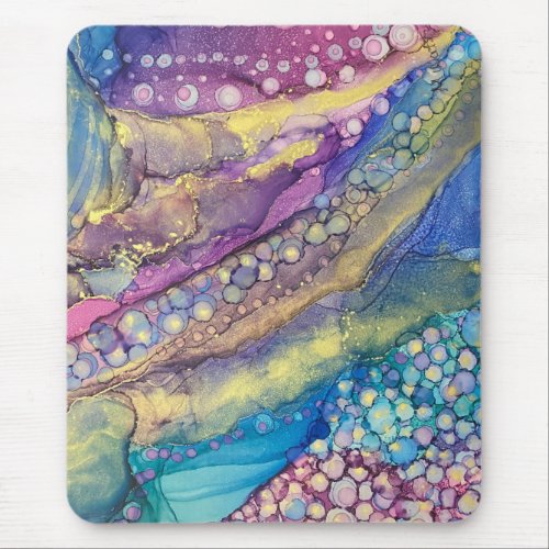Colorful Dots Alcohol Ink Liquid Abstract Art 2 Mouse Pad