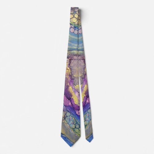 Colorful Dots Alcohol Ink Liquid Abstract Art 3 Neck Tie