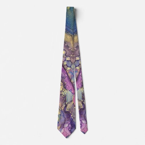 Colorful Dots Alcohol Ink Liquid Abstract Art 4 Neck Tie