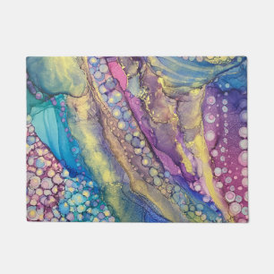 Colorful Dots Alcohol Ink Liquid Abstract Art Doormat