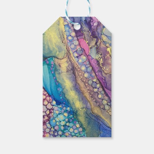 Colorful Dots Alcohol Ink Liquid Abstract Art Gift Tags
