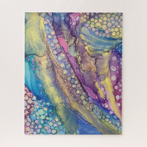 Colorful Dots Alcohol Ink Liquid Abstract Art Jigsaw Puzzle