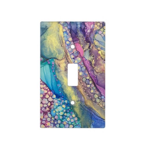 Colorful Dots Alcohol Ink Liquid Abstract Art Light Switch Cover