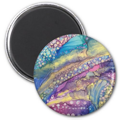 Colorful Dots Alcohol Ink Liquid Abstract Art Magnet