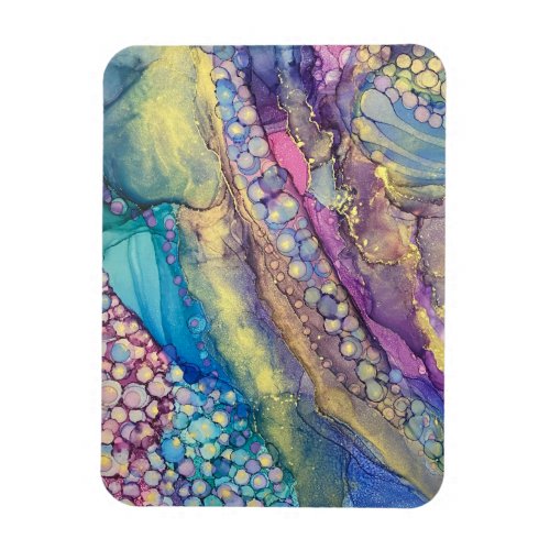 Colorful Dots Alcohol Ink Liquid Abstract Art Magnet