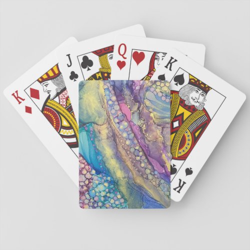 Colorful Dots Alcohol Ink Liquid Abstract Art Poker Cards