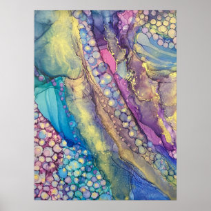 Colorful Dots Alcohol Ink Liquid Abstract Art Poster