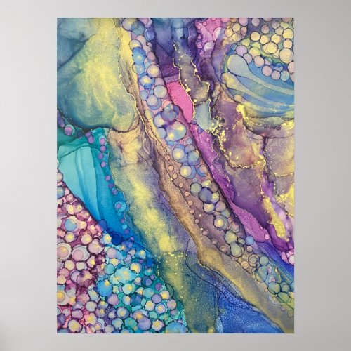 Colorful Dots Alcohol Ink Liquid Abstract Art Poster