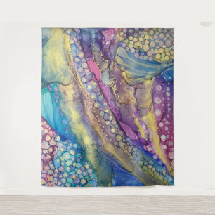 Colorful Dots Alcohol Ink Liquid Abstract Art Tapestry