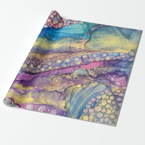 Colorful Dots Alcohol Ink Liquid Abstract Art Wrapping Paper