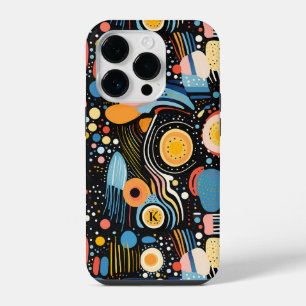 Colorful dots and abstract shapes pattern iPhone 14 pro case