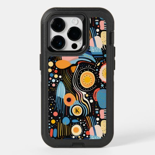 Colorful dots and abstract shapes pattern OtterBox iPhone 14 pro case