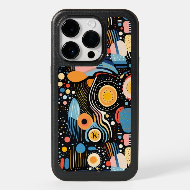 Colorful dots and abstract shapes pattern otterbox iPhone case (Back)