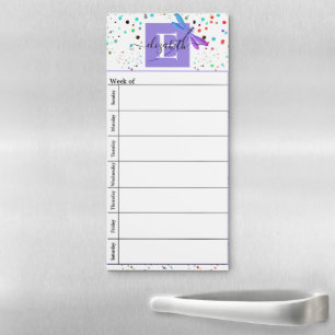 Colorful dots and dragonfly magnetic week planner notepad