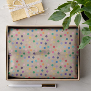 Colorful Dots Art On Rustic Faux Brown Kraft Tissue Paper