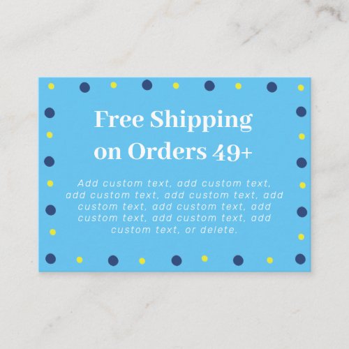 Colorful Dots Blue Shipping Discount Card