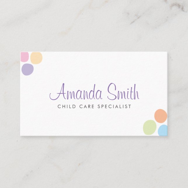 Colorful Dots Child Care Babysitting Business Card (Front)