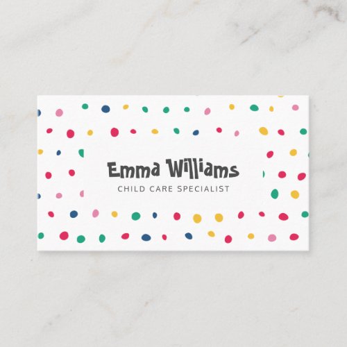 Colorful Dots Child Care Babysitting Business Card
