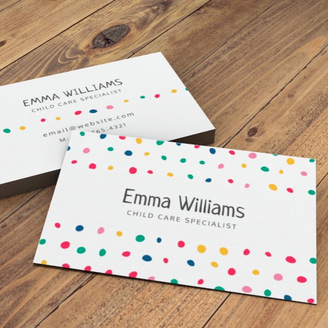Colorful Dots Child Care Babysitting Business Card (Creator Uploaded)