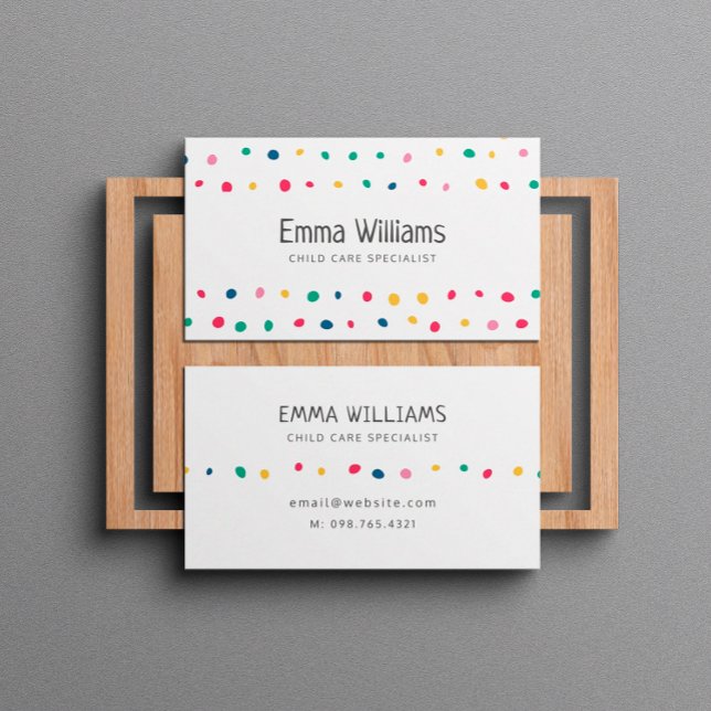 Colorful Dots Child Care Babysitting Business Card (Creator Uploaded)