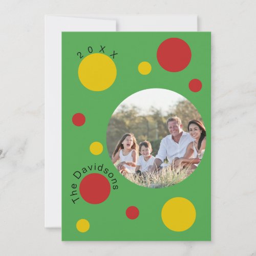 Colorful Dots Circle Christmas Family Photo Card