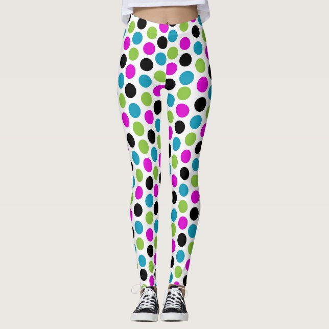 Colorful Dots Circle Pattern Leggings (Front)