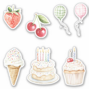 Colorful Dots Confetti Ice Cream Cone Birthday Sticker
