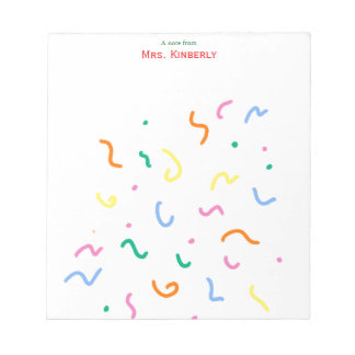 Colorful Dots & Curb Lines Kindergarden Teacher Notepad