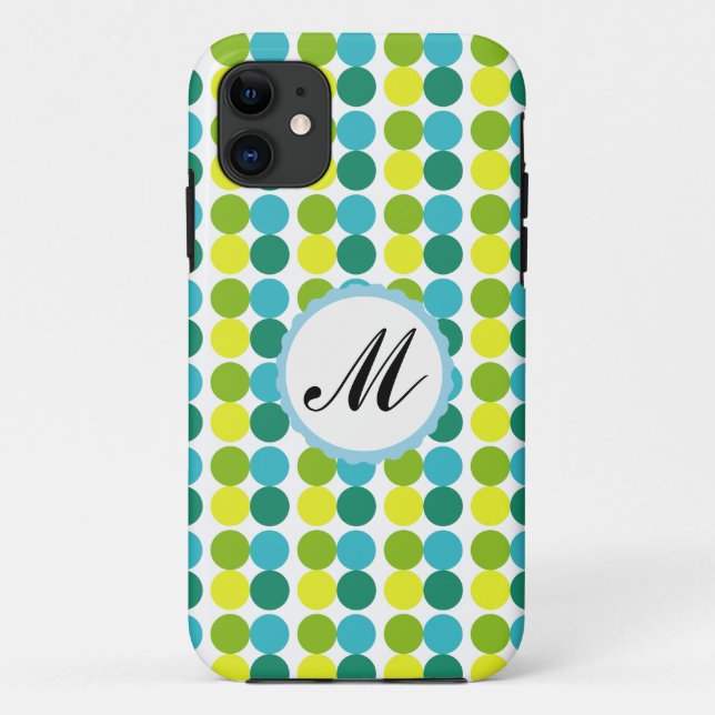 Colorful Dots Custom Monogram iphone case blue (Back)