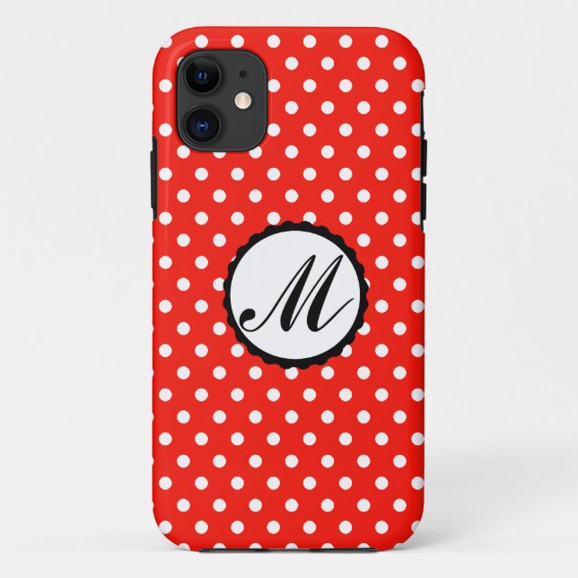Colorful Dots Custom Monogram iphone case red (Back)
