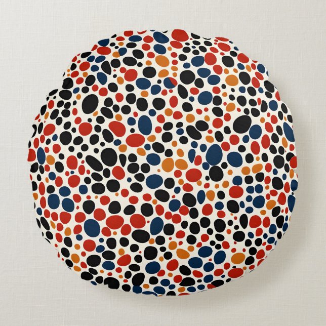 Colorful dots design  round pillow (Front)