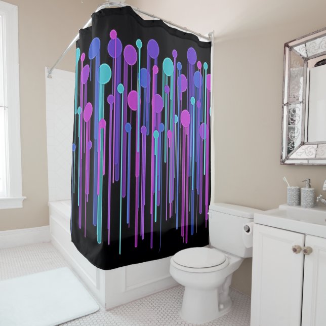 Colorful Dots & Drips Shower Curtain (In Situ)