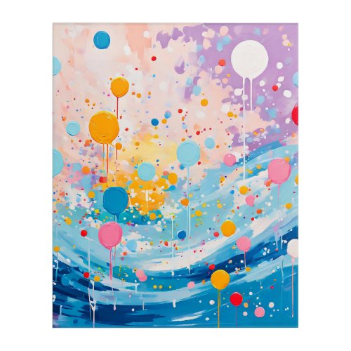 Colorful Dots Drips Splatters Acrylic Print