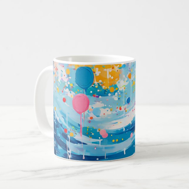 Colorful Dots Drips Splatters Coffee Mug (Front Left)