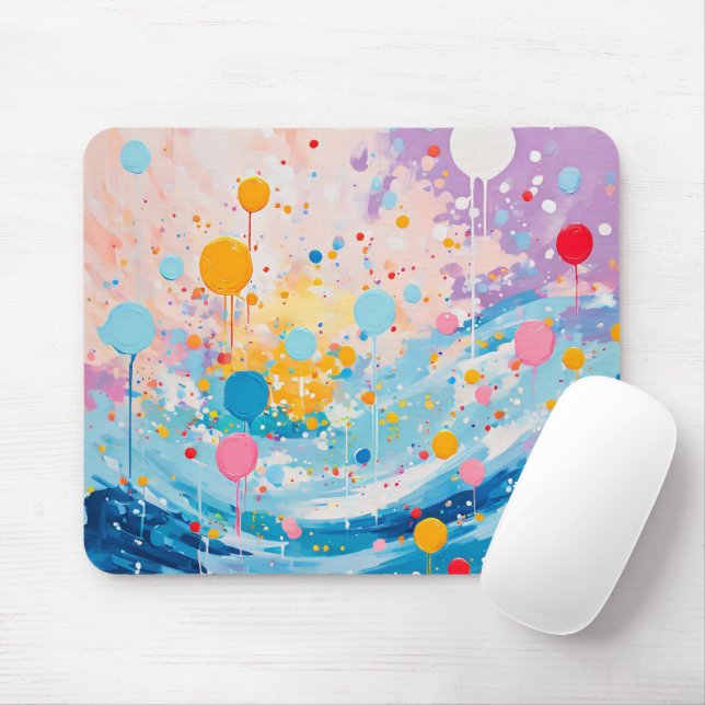 Colorful Dots Drips Splatters Mouse Pad (With Mouse)