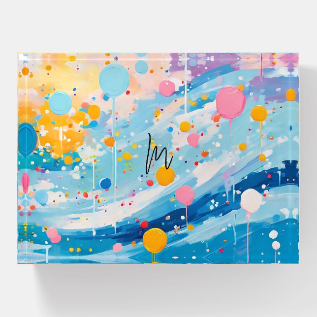 Colorful Dots Drips Splatters Paperweight (Front)