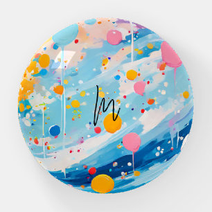 Colorful Dots Drips Splatters Paperweight