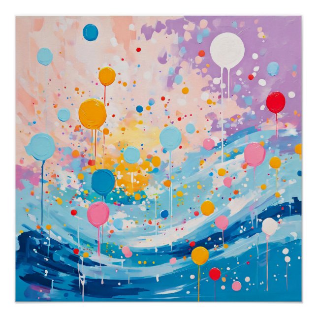 Colorful Dots Drips Splatters Poster (Front)