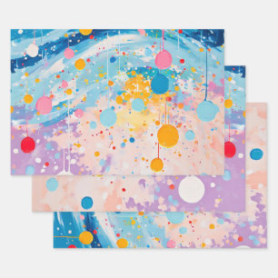 Colorful Dots Drips Splatters Scrapbook Paper