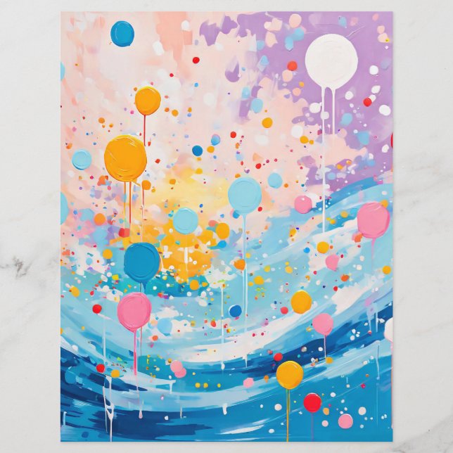 Colorful Dots Drips Splatters Scrapbook Paper (Front)